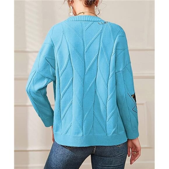 Women's Cable Knit Long Sleeve Open Front Cardigan Sheep V-Neck - Picture 3 of 4